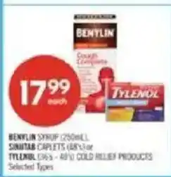 Shoppers Drug Mart Benylin syrup sinutab caplets tylenol cold relief products offer