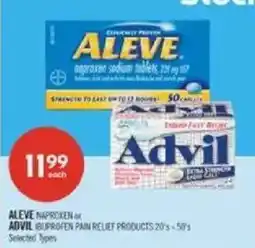 Shoppers Drug Mart Aleve naproxen or advil ibuprofen pain relief products offer