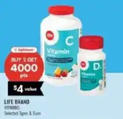 Shoppers Drug Mart Life Brand vitamins offer