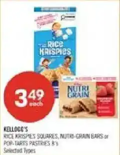 Shoppers Drug Mart Kellogg's rice krispies squares, nutri-grain bars or pop-tarts pastries 8's offer