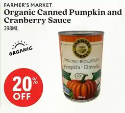 Community Natural Foods Farmer's Market Organic Canned Pumpkin and Cranberry Sauce offer