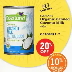 Community Natural Foods Everland organic canned coconut milk offer