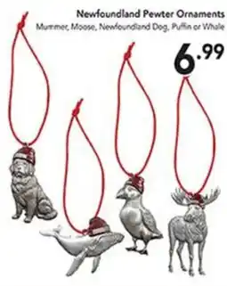 Pipers Newfoundland Pewter Ornaments offer