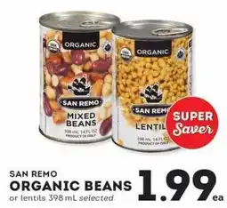 IGA San remo organic beans or lentils offer