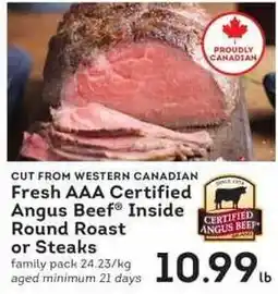 IGA Fresh AAA Certified Angus Beef Inside Round Roast or Steaks offer