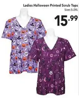 Pipers Ladies Halloween Printed Scrub Tops offer