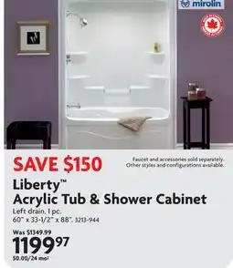 Home Hardware Liberty Acrylic Tub & Shower Cabinet offer