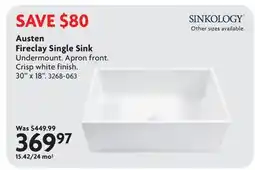 Home Hardware Austen Fireclay Single Sink offer