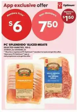 Real Canadian Superstore PC Splendido Sliced Meats offer