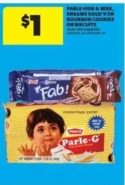 Real Canadian Superstore Parle Hide & Seek, Kreams Gold's or Bourbon Cookies or Biscuits offer