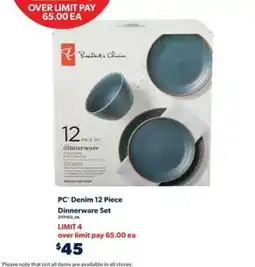 Real Canadian Superstore PC Denim 12 Piece Dinnerware Set offer