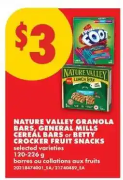 No Frills Nature Valley Granola Bars, General Mills Cereal Bars or Betty Crocker Fruit Snacks offer