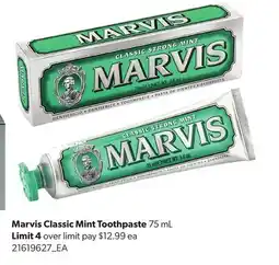 Real Canadian Superstore MARVIS CLASSIC MINT TOOTHPASTE offer