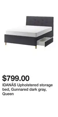 IKEA IDANÄS Upholstered storage bed, Gunnared dark gray, Queen offer