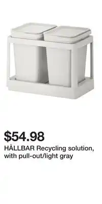 IKEA HÅLLBAR Recycling solution, with pull-out/light gray offer