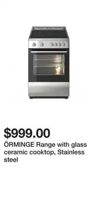 IKEA ÖRMINGE Range with glass ceramic cooktop, Stainless steel offer