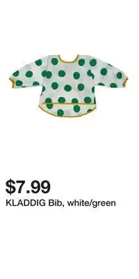 IKEA KLADDIG Bib, white/green offer