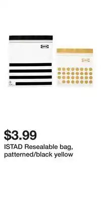 IKEA ISTAD Resealable bag, patterned/black yellow offer
