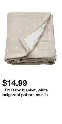 IKEA LEN Baby blanket, white beige/dot pattern muslin offer
