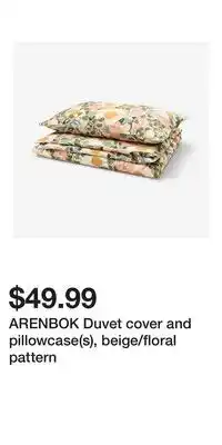IKEA ARENBOK Duvet cover and pillowcase(s), beige/floral pattern offer