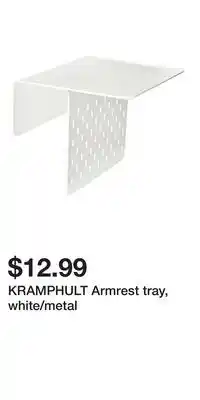 IKEA KRAMPHULT Armrest tray, white/metal offer