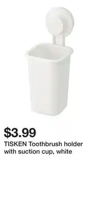 IKEA TISKEN Toothbrush holder with suction cup, white offer