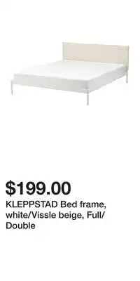 IKEA KLEPPSTAD Bed frame, white/Vissle beige, Full/Double offer