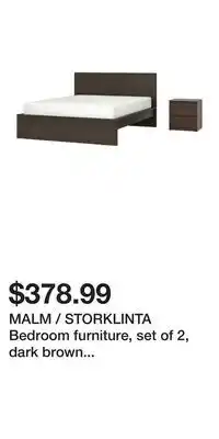 IKEA MALM / STORKLINTA Bedroom furniture, set of 2, dark brown veneer/dark brown oak effect offer