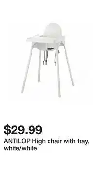 IKEA ANTILOP High chair with tray, white/white offer