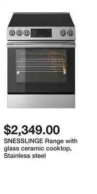 IKEA SNESSLINGE Range with glass ceramic cooktop, Stainless steel offer