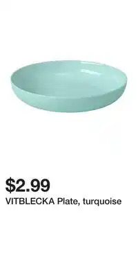 IKEA VITBLECKA Plate, turquoise offer