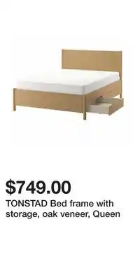 IKEA TONSTAD Bed frame with storage, oak veneer, Queen offer