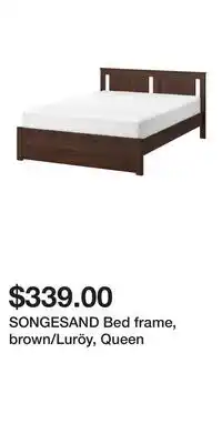 IKEA SONGESAND Bed frame, brown/Luröy, Queen offer
