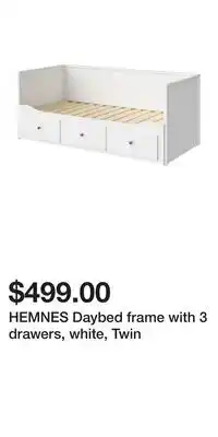 IKEA HEMNES Daybed frame with 3 drawers, white, Twin offer