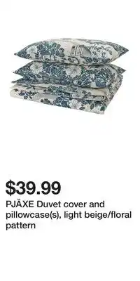 IKEA PJÄXE Duvet cover and pillowcase(s), light beige/floral pattern offer