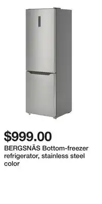 IKEA BERGSNÄS Bottom-freezer refrigerator, stainless steel color offer