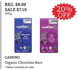 The Big Carrot CAMINO Organic Chocolate Bars offer