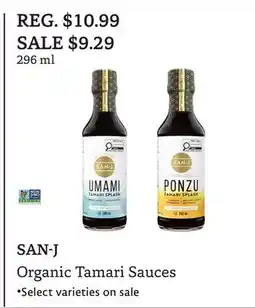 The Big Carrot SAN-J Organic Tamari Sauces offer