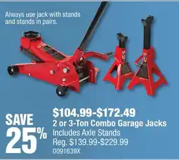 PartSource 2 or 3-Ton Combo Garage Jacks offer