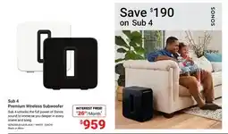 Visions Electronics Sonos Sub 4 Premium Wireless Subwoofer offer
