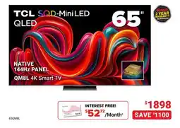 Visions Electronics TCL 65 SQD-Mini LED QLED NATIVE 144Hz PANEL QM8L 4K Smart TV offer
