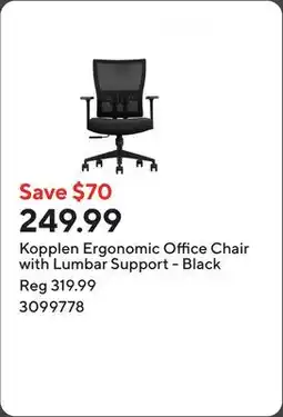 Staples Kopplen Ergonomic Office Chair with Lumbar Support - Black offer