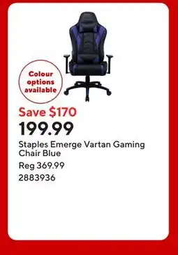 Staples Staples Emerge Vartan Gaming Chair Blue offer