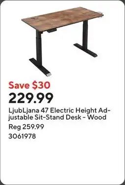 Staples LjubLjana 47 Electric Height Adjustable Sit-Stand Desk - Wood offer