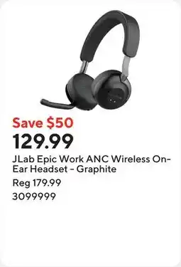 Staples JLab Epic Work ANC Wireless On-Ear Headset - Graphite offer