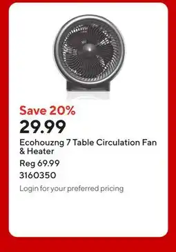 Staples Ecohouzng 7 Table Circulation Fan & Heater offer