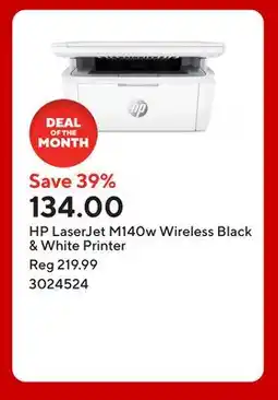 Staples HP LaserJet M140w Wireless Black & White Printer offer