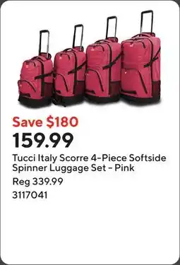 Staples Tucci Italy Scorre 4-Piece Softside Spinner Luggage Set - Pink offer