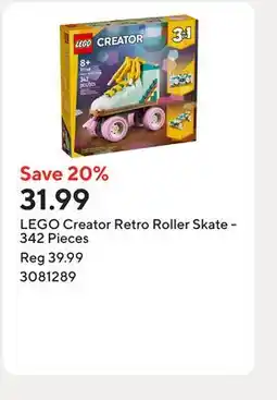 Staples LEGO Creator Retro Roller Skate - 342 Pieces offer