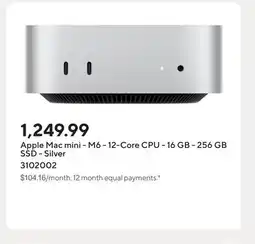 Staples Apple Mac mini - M6 - 12-Core CPU - 16 GB - 256 GB SSD - Silver offer